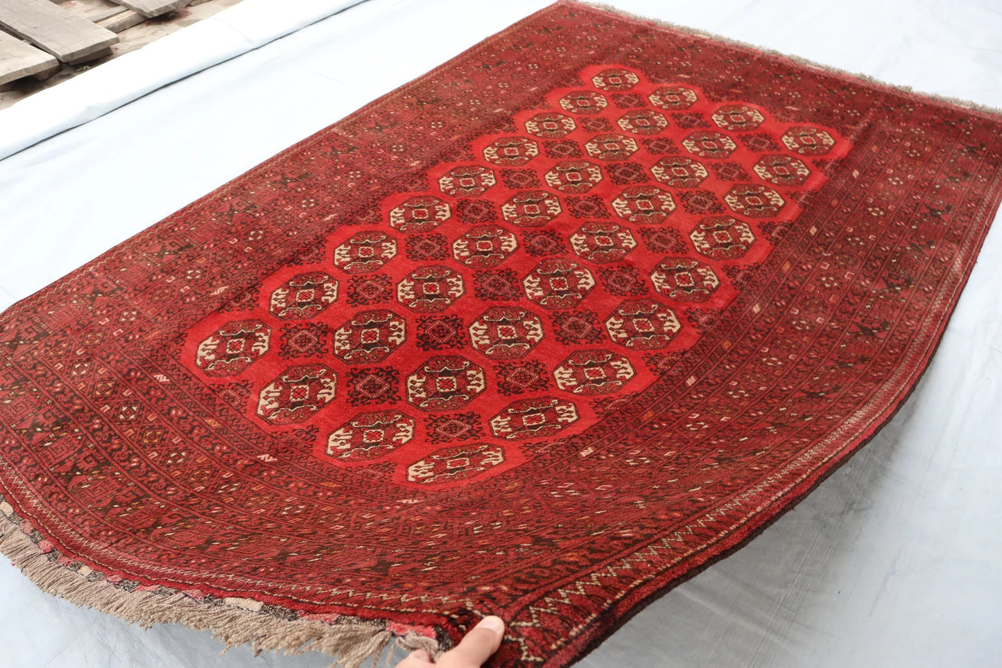 Handmade Afghan Bokhara Rug – Traditional Red Oriental Wool Carpet
