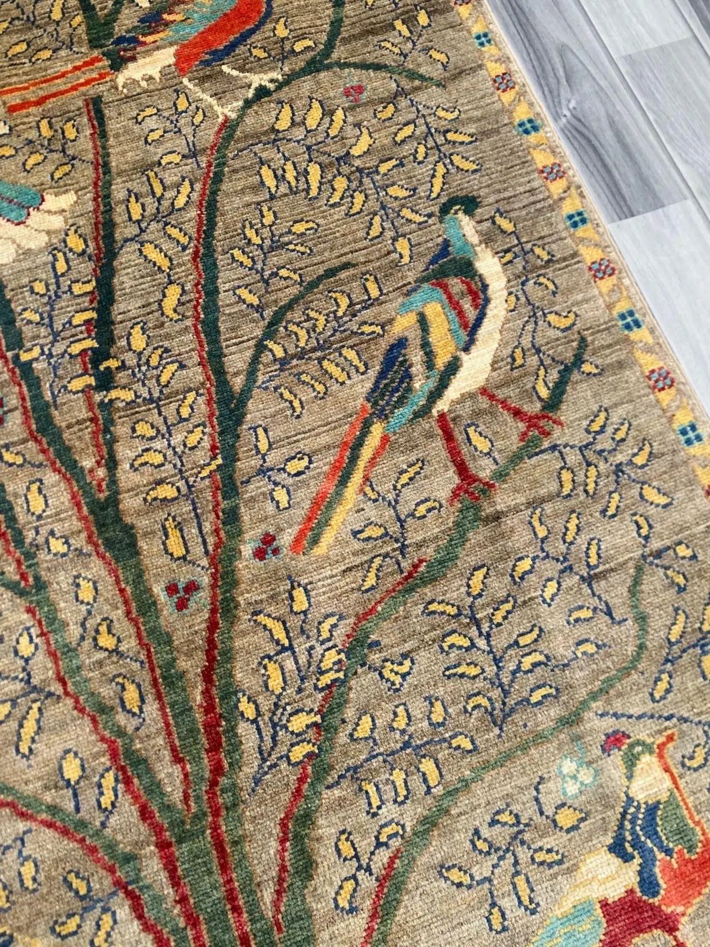 Handmade Afghan Wool Rug, Tree of Life Design (148 X 98 CM)