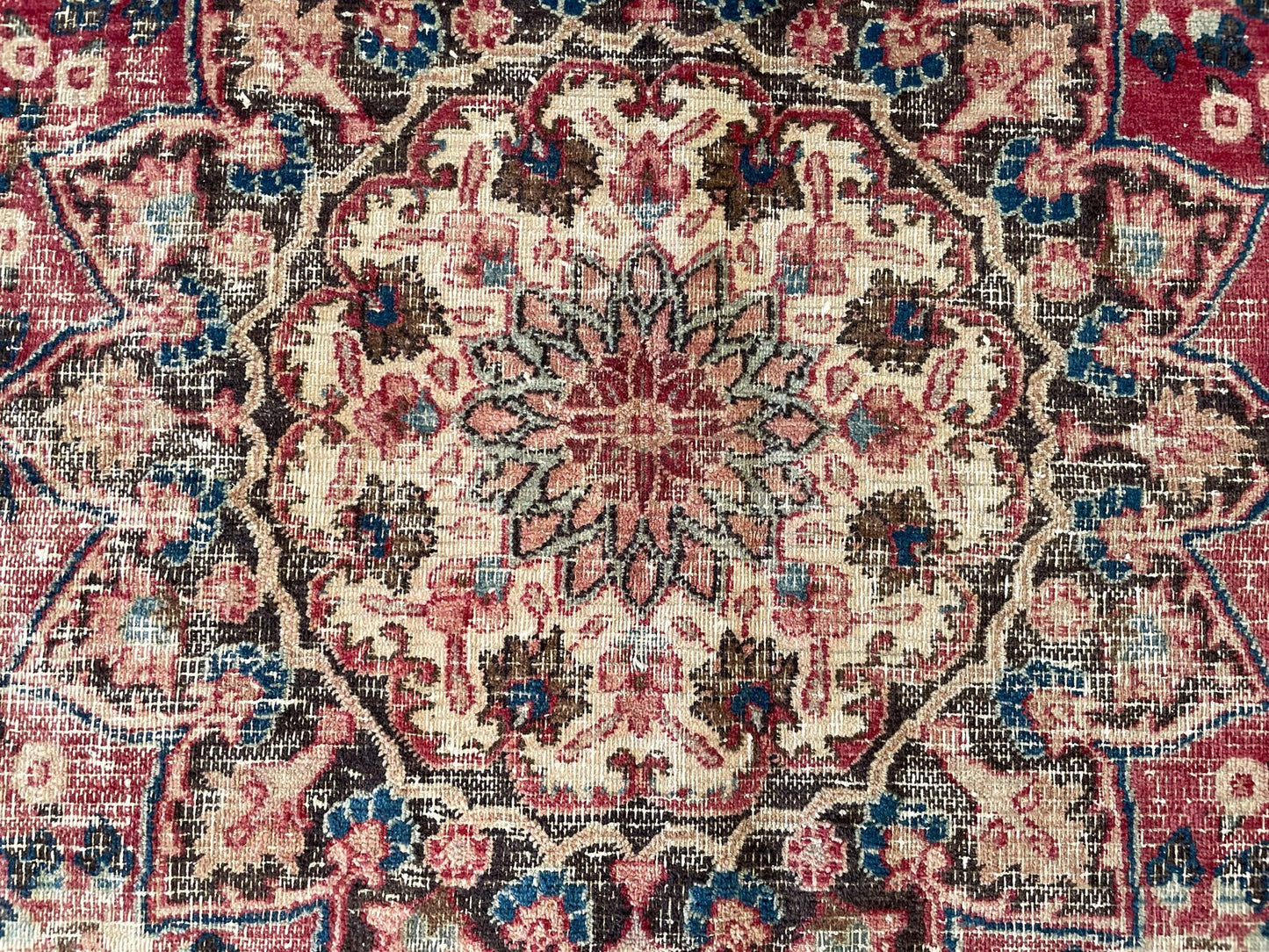 Vintage Persian Style Distressed Area Rug – Traditional Floral Medallion Carpet