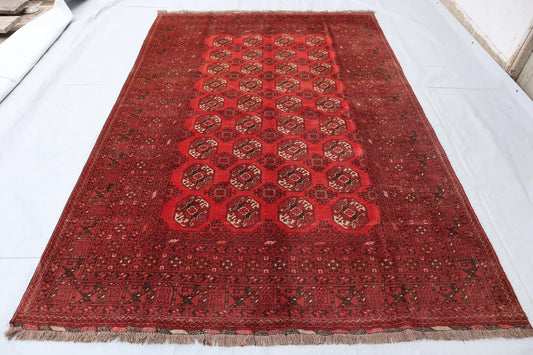 Handmade Afghan Bokhara Rug – Traditional Red Oriental Wool Carpet