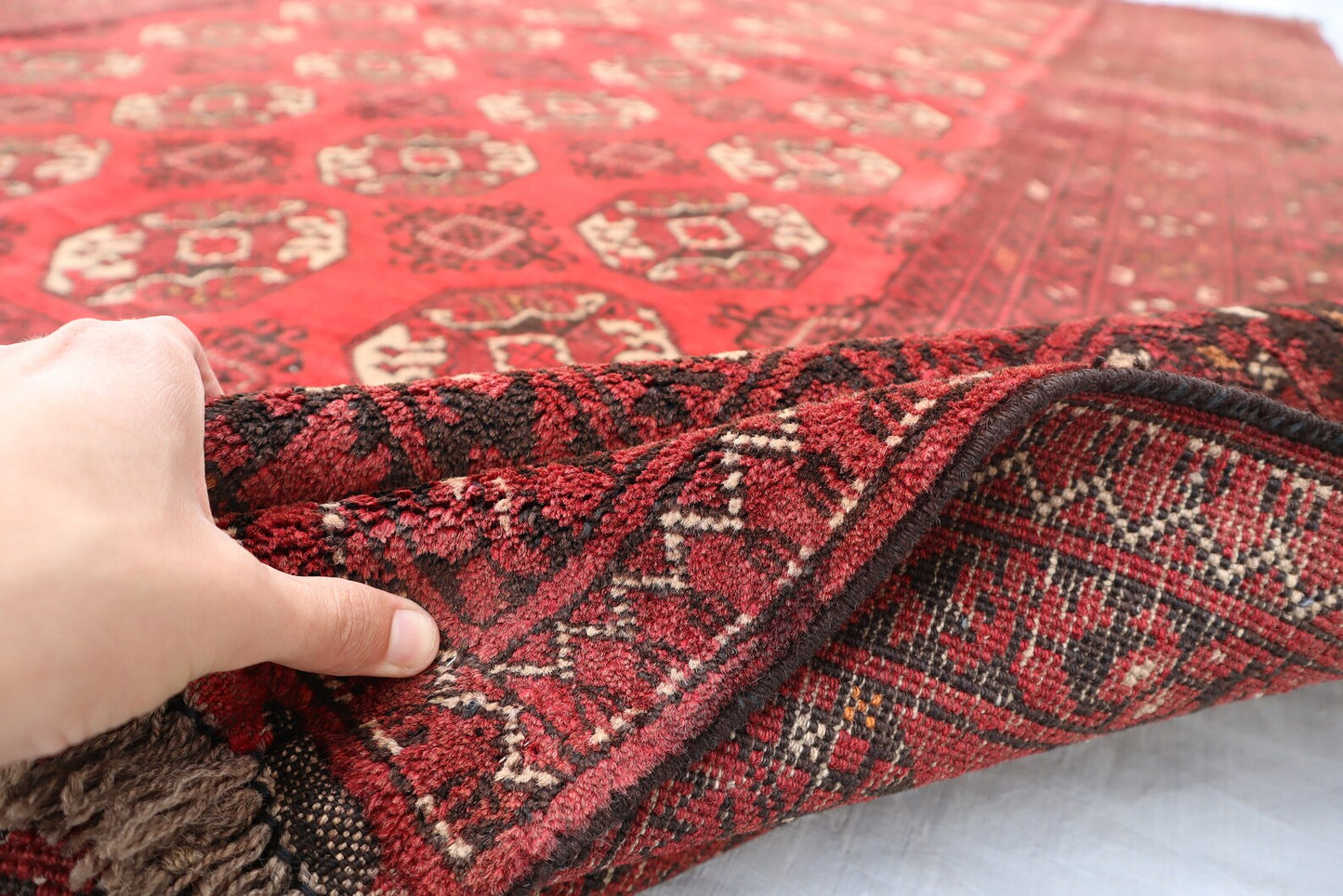 Handmade Afghan Bokhara Rug – Traditional Red Oriental Wool Carpet